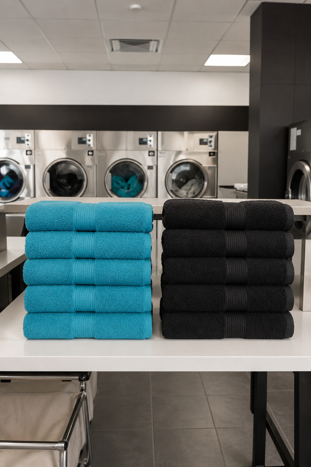 Commercial towel laundry pickup and delivery near Downtown Conroe, Texas